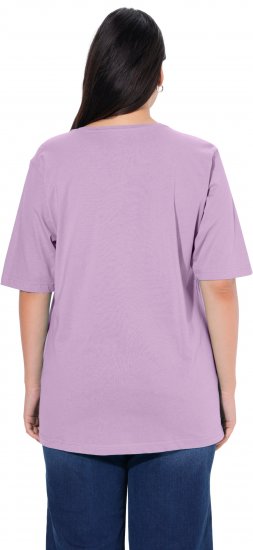 Ulla Popken Basic Round Neck Short Sleeve Relaxed Fit T-Shirt Lavender Pink - T-Shirts - 