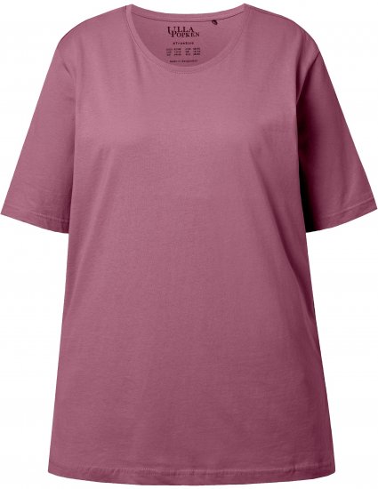 Ulla Popken Basic Round Neck Short Sleeve Relaxed Fit T-Shirt Dark Rose Red - T-Shirts - 