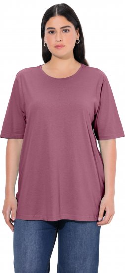 Ulla Popken Basic Round Neck Short Sleeve Relaxed Fit T-Shirt Dark Rose Red - T-Shirts - 