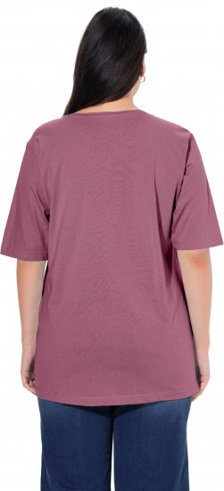 Ulla Popken Basic Round Neck Short Sleeve Relaxed Fit T-Shirt Dark Rose Red - T-Shirts - 