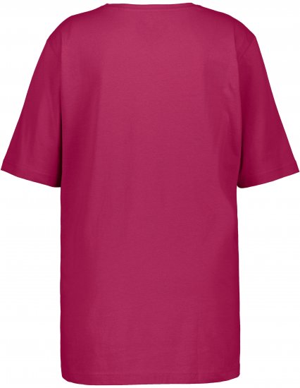 Ulla Popken Basic Round Neck Short Sleeve Relaxed Fit T-Shirt Magnolia Red - T-Shirts - 