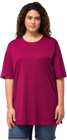 Ulla Popken Basic Round Neck Short Sleeve Relaxed Fit T-Shirt Magnolia Red - T-Shirts - 