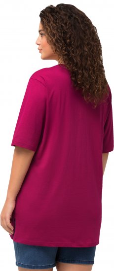 Ulla Popken Basic Round Neck Short Sleeve Relaxed Fit T-Shirt Magnolia Red - T-Shirts - 