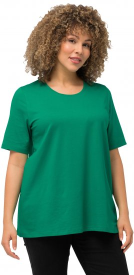 Ulla Popken Essential Round Neck Stretch Tee Emerald Green - T-Shirts - 