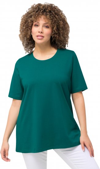 Ulla Popken Essential Round Neck Stretch Tee Dark Emerald - T-Shirts - 