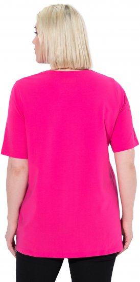 Ulla Popken Essential Round Neck Stretch Tee Magenta Pink - T-Shirts - 