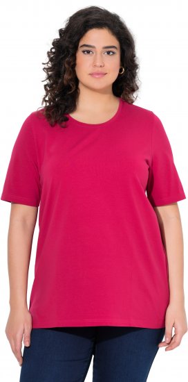Ulla Popken Essential Round Neck Stretch Tee Dark Raspberry - T-Shirts - 