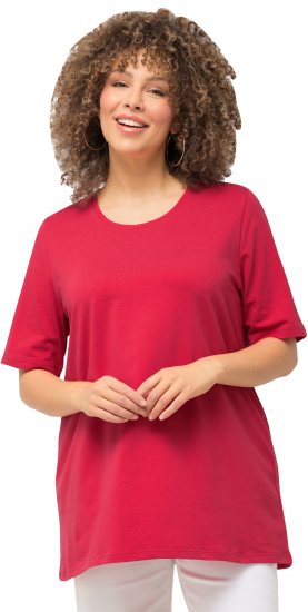 Ulla Popken Essential Round Neck Stretch Tee Dark Pink - T-Shirts - 