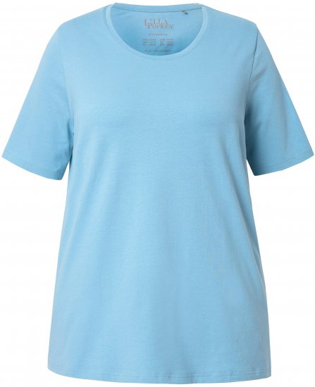 Ulla Popken Essential Round Neck Stretch Tee Light Teal - T-Shirts - 