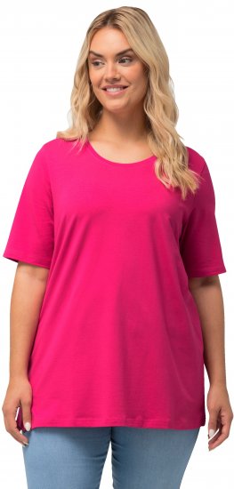 Ulla Popken Essential Round Neck Stretch Tee Fuchsia Pink - T-Shirts - 