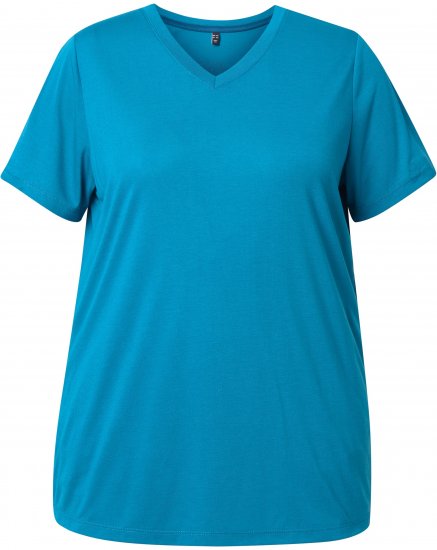 Ulla Popken Functional Antibacterial Finish V-Neck Short Sleeve Knit Top Opal Green - T-Shirts - 
