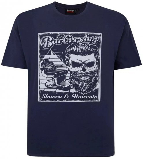 Espionage T410 Barbershop Printed T-Shirt Navy - Bedruckte T-shirts für herren - Bedruckte T-Shirts für Herren