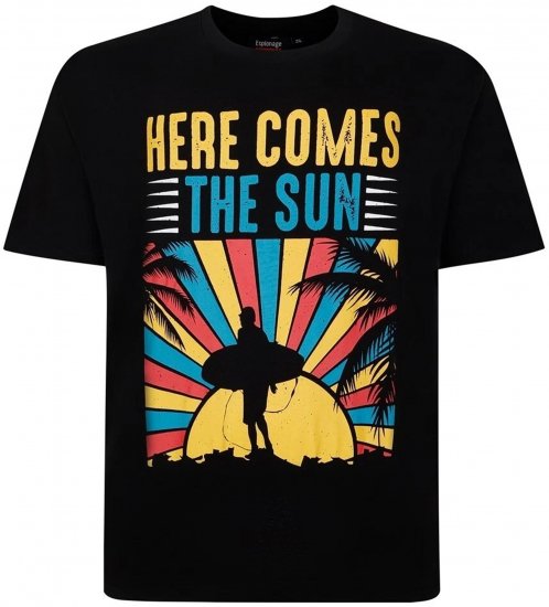 Espionage T421 Here Comes The Sun Printed T-Shirt Black - Bedruckte T-shirts für herren - Bedruckte T-Shirts für Herren