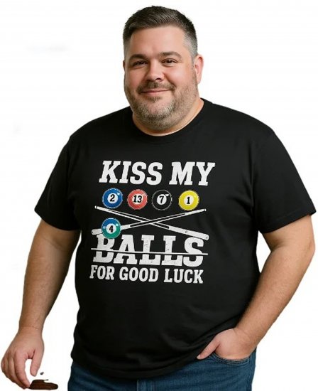 Espionage T436 Good Luck Kiss Printed T-Shirt Black - Herren-T-Shirts - Herren-T-Shirts in großen Größen