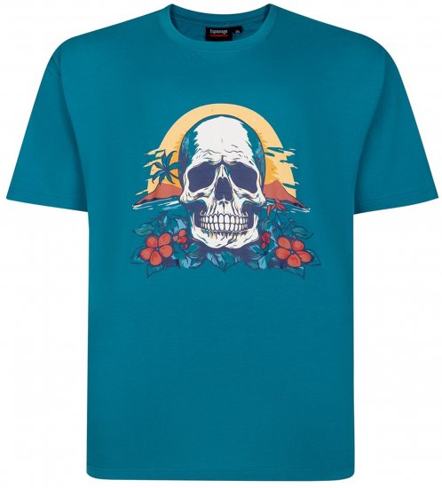 Espionage T452 Skull Island Printed T-Shirt Jade - Bedruckte T-shirts für herren - Bedruckte T-Shirts für Herren