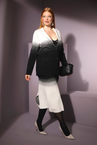 Ulla Popken Strickblazer mit Farbverlauf Schwarz/Weiß - Blazer - 