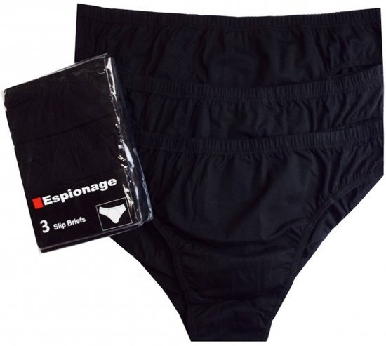 Espionage U002 3-Pack Slip Briefs Black - Slips - Herren-Slips in Übergröße 