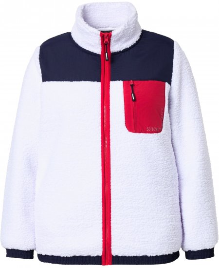 Ulla Popken Color Block Teddy Fleece Jacket Snow White - Hoodies & Sweatshirts - 