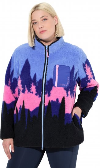 Ulla Popken Alpine Landscape Fleece Jacket Cloud Blue - Hoodies & Sweatshirts - 