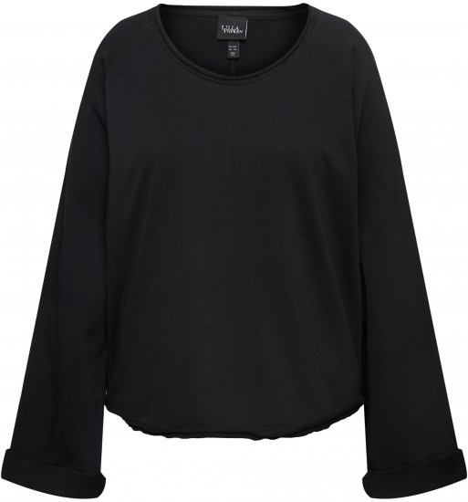 Ulla Popken Rolled Edge Long Sleeve Sweatshirt Black - Hoodies & Sweatshirts - 