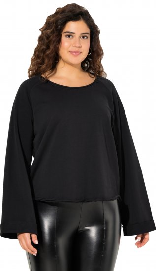 Ulla Popken Rolled Edge Long Sleeve Sweatshirt Black - Hoodies & Sweatshirts - 