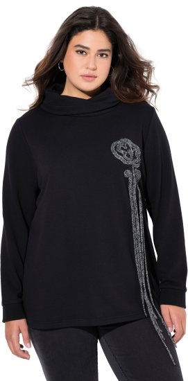 Ulla Popken Ribbon Detail Turtleneck Sweatshirt Black - Hoodies & Sweatshirts - 