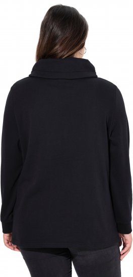 Ulla Popken Ribbon Detail Turtleneck Sweatshirt Black - Hoodies & Sweatshirts - 