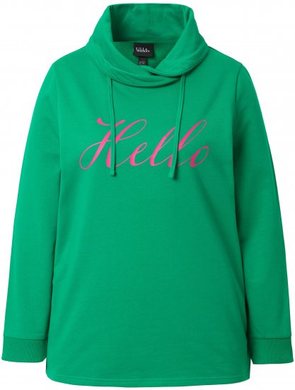 Ulla Popken HELLO Classic Fit Stand-Up Collar Sweatshirt Emerald Green - Hoodies & Sweatshirts - 