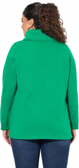 Ulla Popken HELLO Classic Fit Stand-Up Collar Sweatshirt Emerald Green - Hoodies & Sweatshirts - 