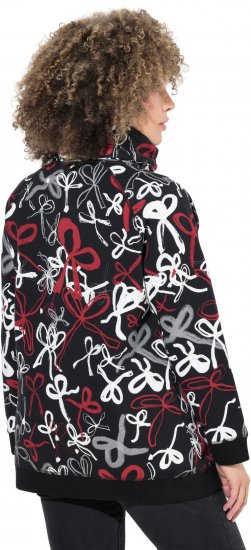 Ulla Popken Ribbon Print Turtleneck Sweatshirt Black - Hoodies & Sweatshirts - 