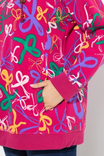 Ulla Popken Ribbon Print Turtleneck Sweatshirt Cherry Red - Hoodies & Sweatshirts - Kuschelige Sweatshirts, Hoodies & Strick