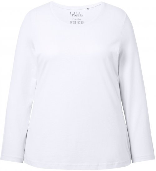 Ulla Popken Basic Round Neck Long Sleeve Slim Fit Cotton Tee Snow White - Röcke - 