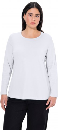 Ulla Popken Basic Round Neck Long Sleeve Slim Fit Cotton Tee Snow White - Röcke - 