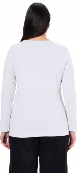 Ulla Popken Basic Round Neck Long Sleeve Slim Fit Cotton Tee Snow White - Röcke - 