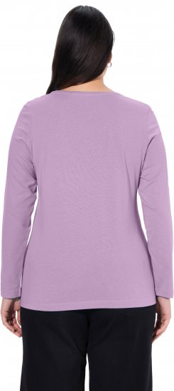Ulla Popken Basic Round Neck Long Sleeve Slim Fit Cotton Tee Lavender - T-Shirts - 