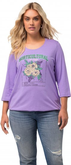 Ulla Popken Horticultural Graphic Floral Tee Pale Lilac - Bedruckte T-shirts für damen - 