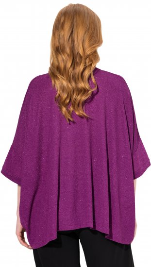 Ulla Popken Sparkling Draped Collared Tee Mulberry - Bedruckte T-shirts für damen - 