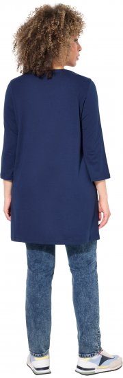 Ulla Popken Floral Motif 3/4 Sleeve Tunic Tee Ink Blue - Bedruckte T-shirts für damen - 
