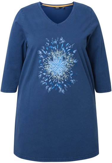 Ulla Popken Dandelion Short Sleeve Graphic Tee Ink Blue - Bedruckte T-shirts für damen - 