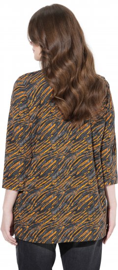 Ulla Popken Graphic Print 3/4 Sleeve Tee Neon Orange - Bedruckte T-shirts für damen - 