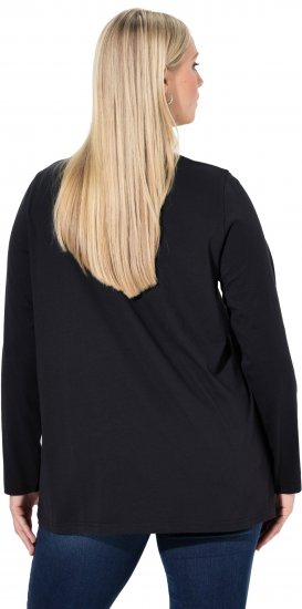 Ulla Popken Sequined Puppy Long Sleeve Graphic Tee Black - Bedruckte T-shirts für damen - 