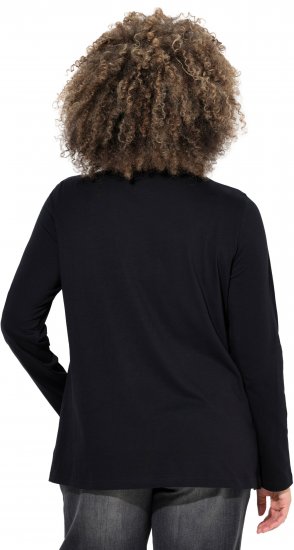 Ulla Popken Holiday Long Sleeve Graphic Tee Black - Bedruckte T-shirts für damen - 