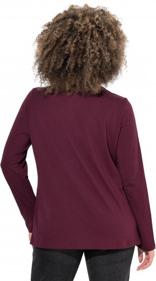 Ulla Popken Holiday Long Sleeve Graphic Tee Plum - Bedruckte T-shirts für damen - 