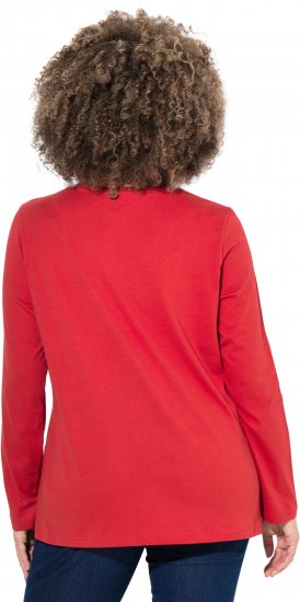 Ulla Popken Holiday Long Sleeve Graphic Tee Salsa Red - Bedruckte T-shirts für damen - 