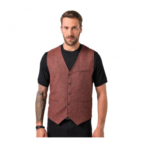 JP1880 Tweed Waistcoat Wool Brick Red - Westen - Outdoor-Westen in großen Größen
