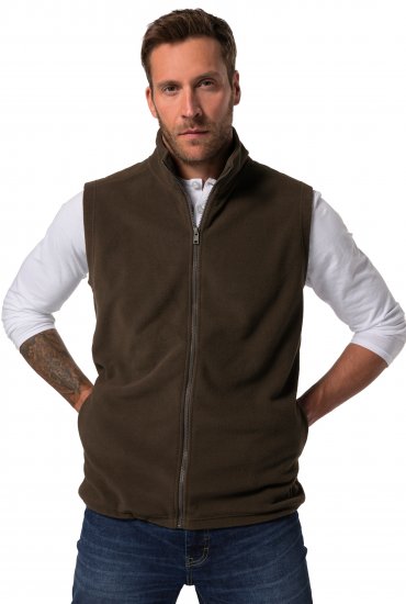JP1880 Fleece Vest Stand-up Collar Brown - Herren jacken - Herren Jacken in großen Größen