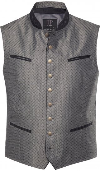 JP1880 Vest Traditional With Embroidery Silver - Trachten & Oktoberfest - Trachten & Oktoberfest in großen Größen