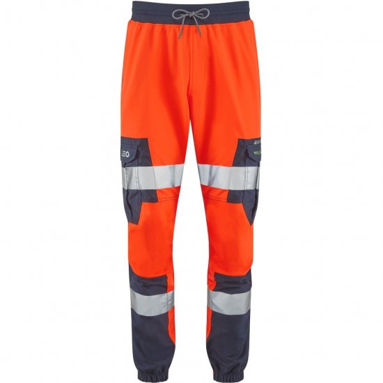 Leo Hawkcombe Ecoviz High Performance Ballistic Stretch Trousers Hi-Vis Orange/Navy - Herren arbeitskleidung - Herren Arbeitskleidung Große Größen