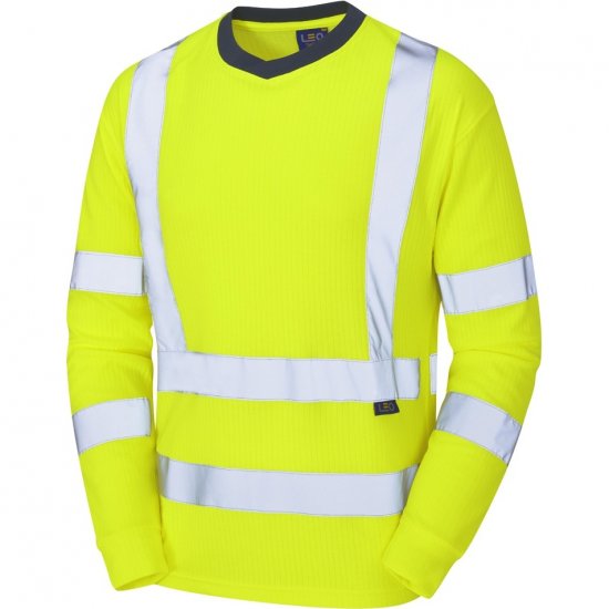 Leo Riverton Ecoviz Comfort Sleeved T-Shirt Hi-Vis Yellow - Herren arbeitskleidung - Herren Arbeitskleidung Große Größen