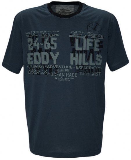 EDDY HILLS Life T-shirt Navy - Herren-T-Shirts - Herren-T-Shirts in großen Größen